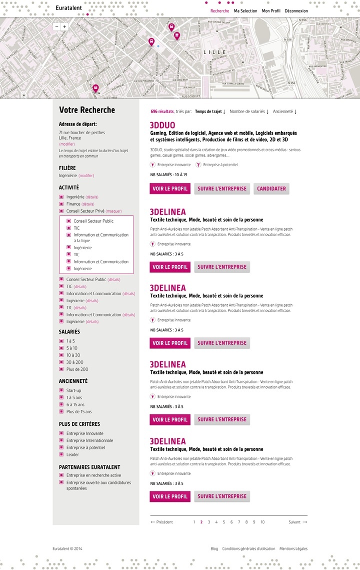euratalent webdesign page recherche