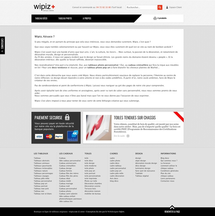 webdesign wipiz ecommerce page contenu